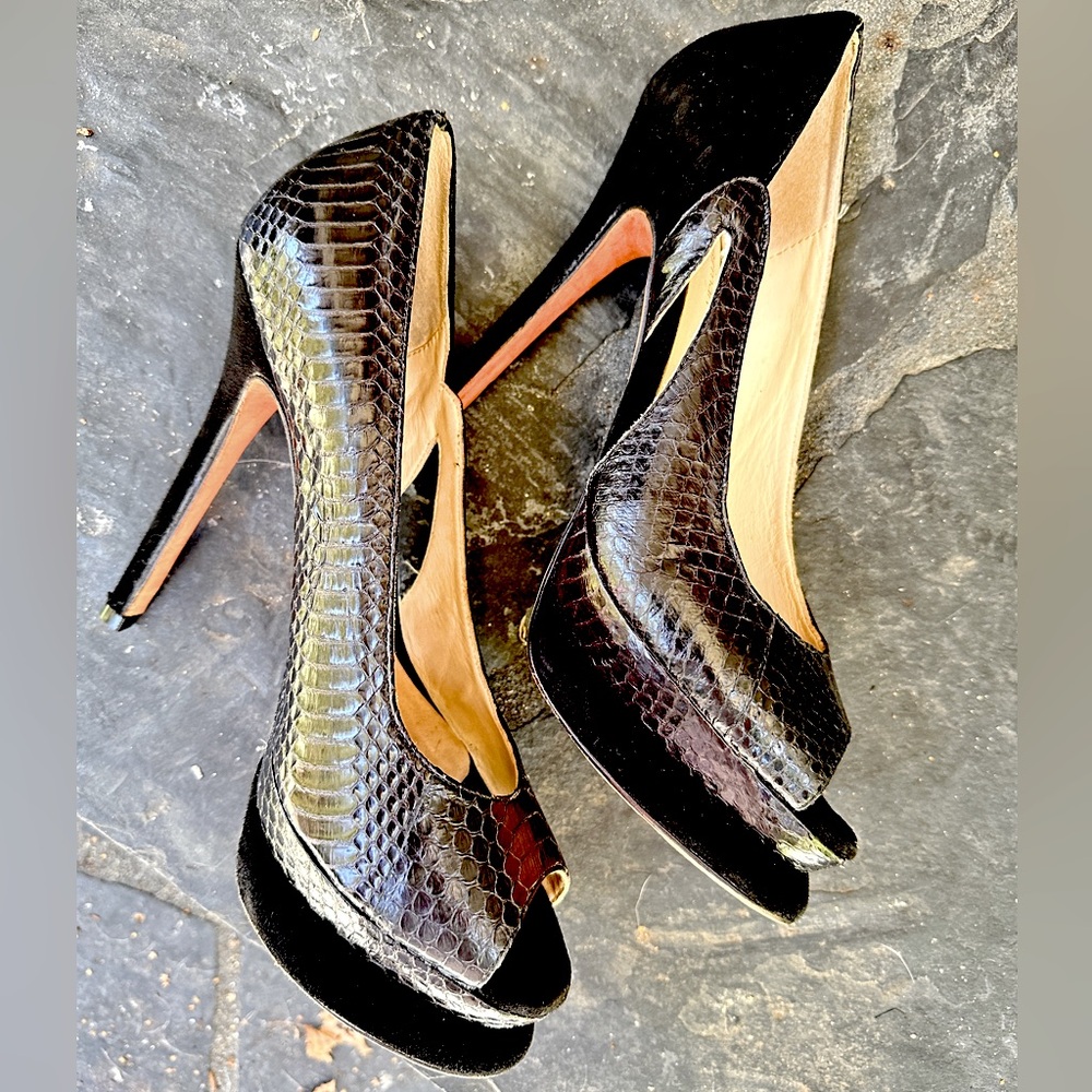 Alexandre Birman Python Peep-Toe Stilettos - image 1